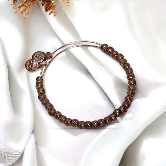 Alex and Ani Copper Beaded Charm Bracelet Gold Finish - Expands 2"- 3.5" - Picture 1 of 2
